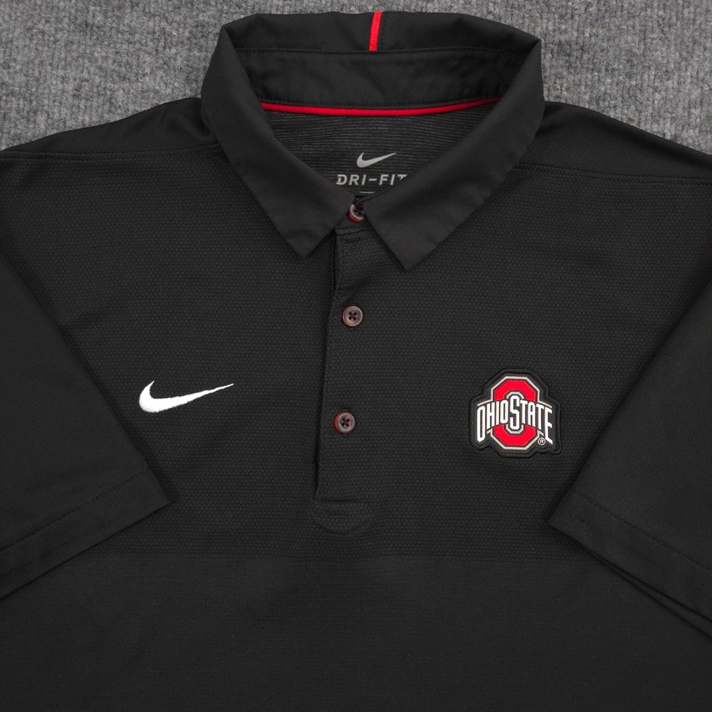 Nike Ohio State Buckeyes Polo Shirt Mens M Black Dri-Fit Performance Collegiate